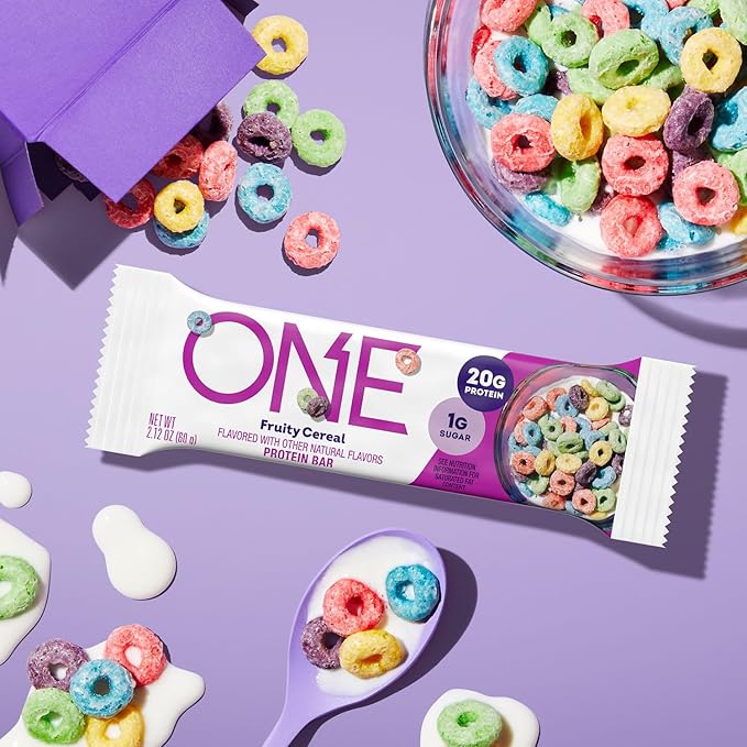 ONE Protein Bars, Fruity Cereal, Gluten Free with 20g Protein and 1g Sugar, Pantry Staples, 2.12 oz