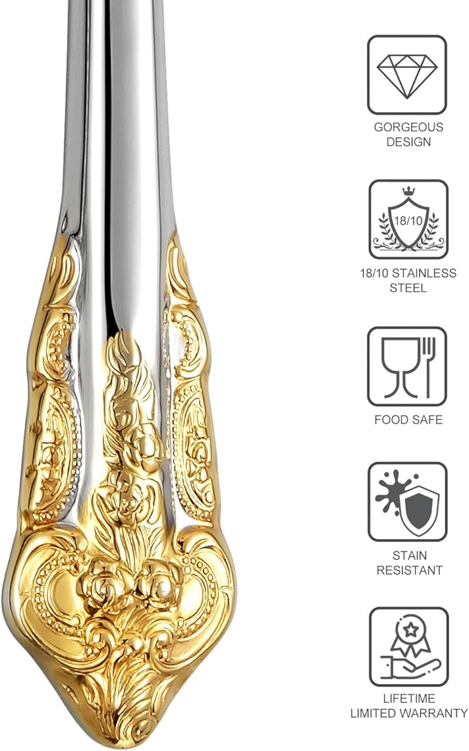 KEAWELL Gorgeous 6.9" Butter Spreader, 18/10 Stainless Steel, Set of 4, Gold Accent Butter Knife