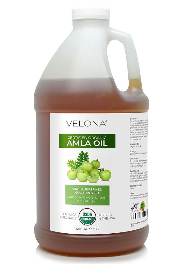 velona Amla Oil USDA Certified Organic - 1 Gallon / 128 Fl Oz | 100% Pure and Natural Carrier Oil |