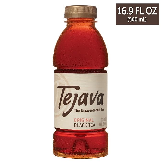 Tejava Original Unsweetened Black Iced Tea, 12 Pack, 16.9oz PET Bottles, Non-GMO, Kosher, No Sugar