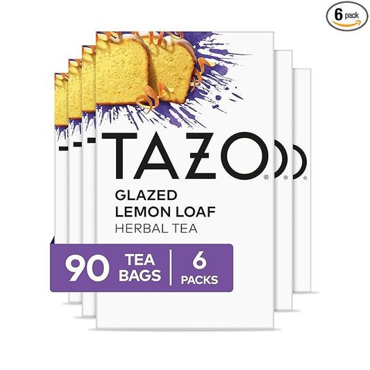 TAZO Dessert Delights Glazed Lemon Loaf Herbal Tea Bags, Aromatic Blend, Caffeine-Free, 90 Total