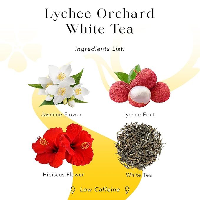 MyRoyalte Exquisite Jasmine Lychee White Tea Blend - 1.3 oz Fragrant White Tea Infused with Sweet