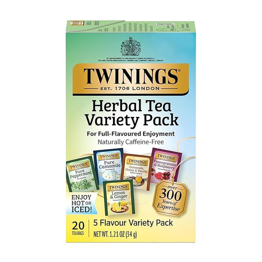 Twinings Herbal Tea Variety Pack, 20 Count (Pack of 1), Formerly Assorted Herbal, Includes 5