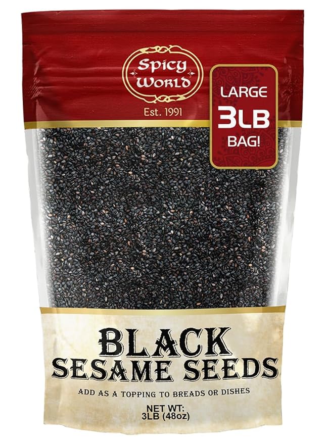 Raw Black Sesame Seeds 3 LB Bag - Natural - By Spicy World