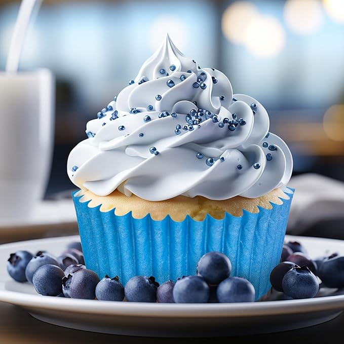 Whaline 600Pcs Blue Cupcake Liners Gradient Blue Baking Cups Holders Cupcake Wrappers Muffin Liners