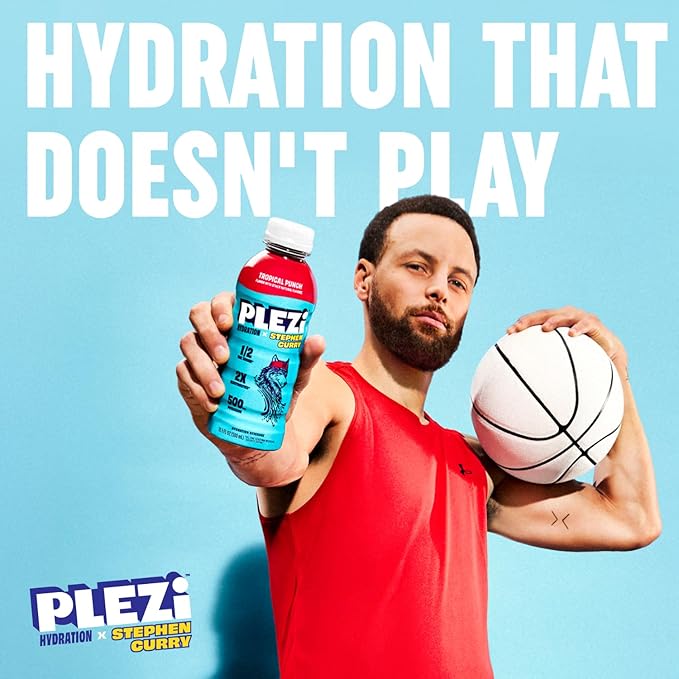 PLEZi Tropical Punch Hydration Drink x Stephen Curry - Sports Drinks with 2X Electrolytes - 500mg