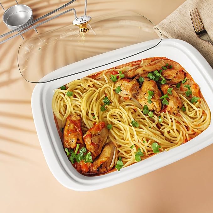 12" x 8" Ceramic Casserole Baking Dish With Glass cover, Lasagna Pan Deep for Oven, 2.2 Quarts
