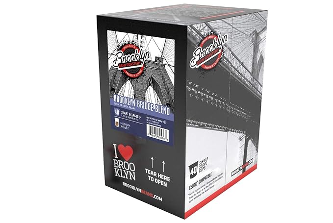 Brooklyn Beans Brooklyn Bridge Blend Gourmet Coffee - Compatible with Keurig 2.0 K Cup Brewers, 40