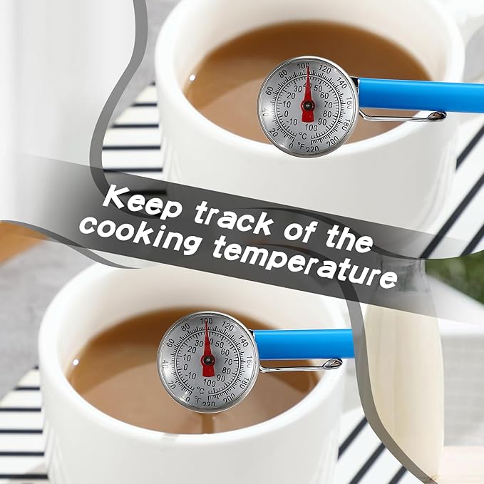 Xuhal 3 Pcs Stainless Steel Kitchen Thermometer with 5 Inch Long Stem 1 Inch Dial Thermometer Milk
