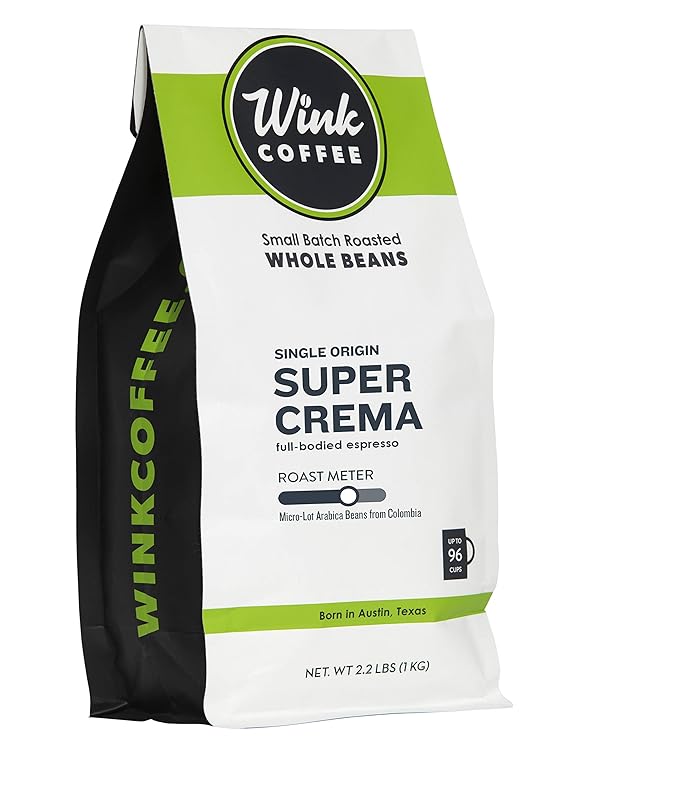Wink Coffee Super Crema Espresso - 100% Arabica Whole Bean Coffee - Large 2.2 Pound Bag - Colombian