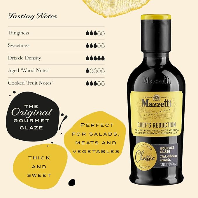 Mazzetti Classic Balsamic Vinegar Glaze of Modena PGI | Thick & Rich | Perfect for Salads, Meats