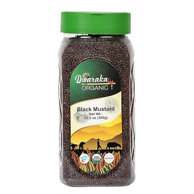 Dwaraka Organic - Black Mustard Seeds, 10.5oz, Healthy, Organic, Non GMO, All Natural
