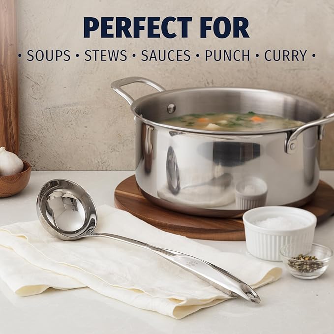 Zulay Kitchen Stainless Steel Soup Ladle ??Lightweight, Strong & Durable Metal Ladle ??Easy to Use