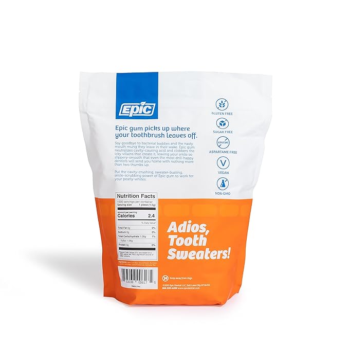 Epic 100% Xylitol Orange Mango Chewing Gum - Sugar Free, Aspartame Free Dental Gum - Supports Oral