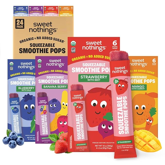 Sweet Nothings, Multi-Pack, USDA Organic Kids' Squeezable Super Fruit Smoothie, Value Pack of 24