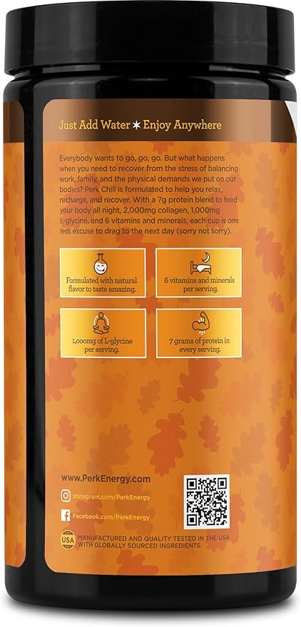 Perk Chill Pumpkin Spice Flavored Drink Mix (18 Servings) - Soothing Flavor