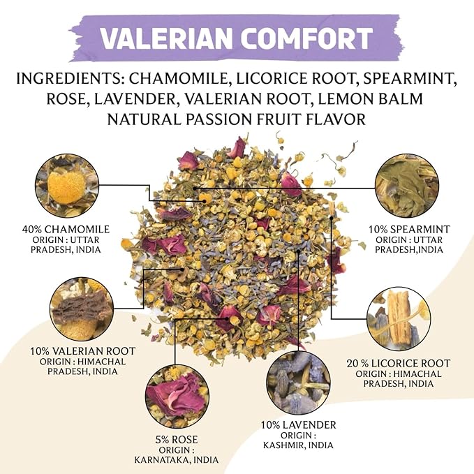 BREWIX, Valerian Comfort Tea for Sleep and Relaxation (40+ Cups, 2.82oz/80g) Caffeine-Free and