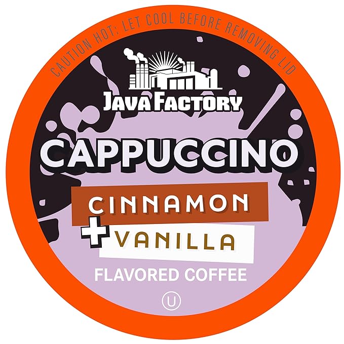 Java Factory Coffee Pods Vanilla Cream and Cinnamon Flavored Coffee for Keurig K Cup Brewers