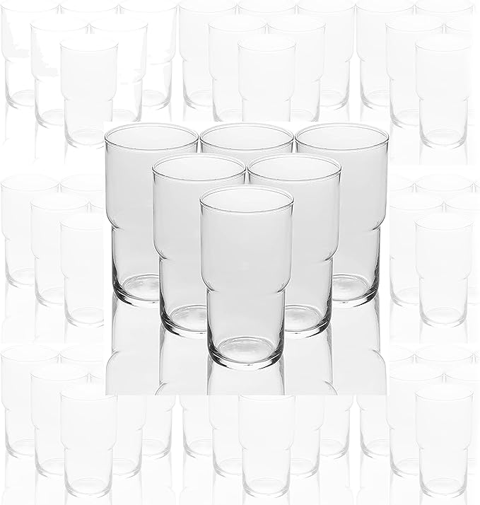 LEMONSODA Stackable Iced Coffee Glasses Set of 6, 48-15 and 21oz Drinking Glasses for Lattes, Tea