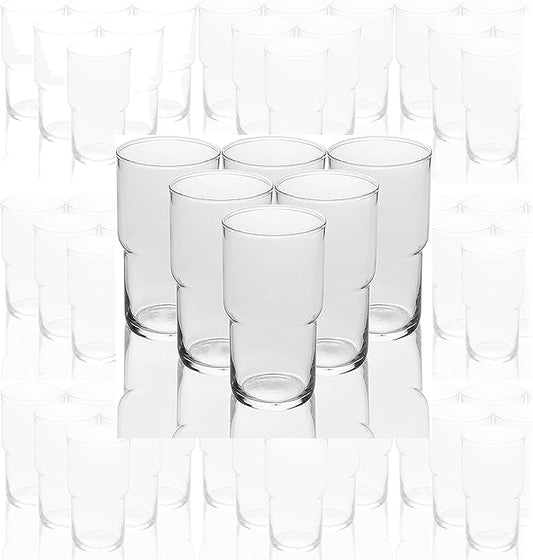 LEMONSODA Stackable Iced Coffee Glasses Set of 6, 48-15 and 21oz Drinking Glasses for Lattes, Tea