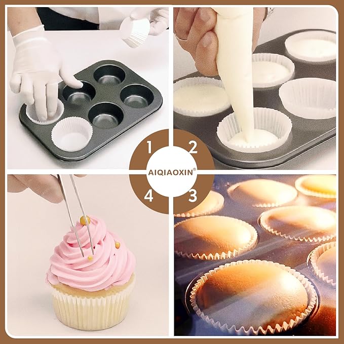 500pcs Standard white cupcake liners for baking,food grade cupcake wrappers,non-stick, greaseproof