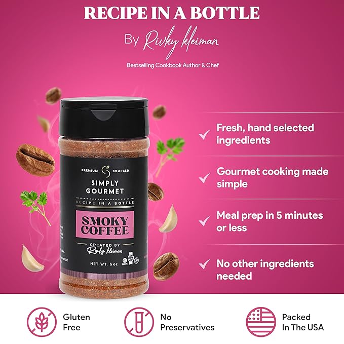 Smoky Coffee Spice 5oz | Recipe in a Bottle | Premium Blend Spice for Gourmet Cooking | No-Addition