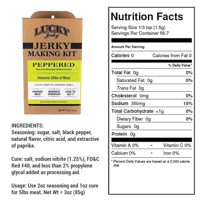 Lucky Jerky DIY Jerky Seasoning and Cure Kit 4 Pack - Original, Red Pepper, Teriyaki, Peppered