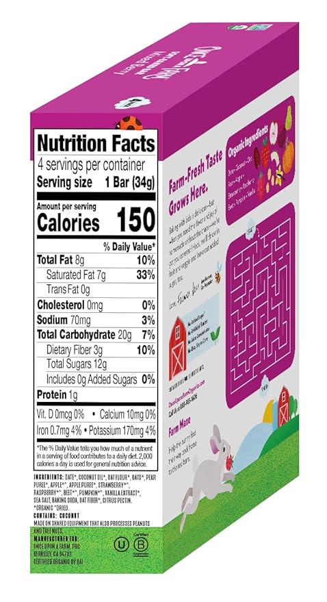 Once Upon a Farm | Organic Mixed Berry Soft Baked Bar | Strawberry, Raspberry, Beet & Oats | Made