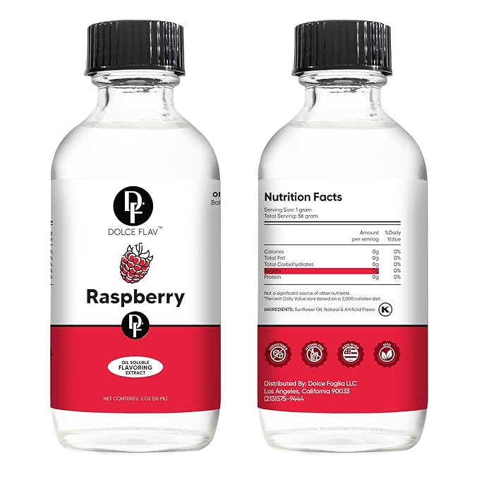 Dolce Flav Raspberry Extract ??2 Ounce Oil-Soluble Kosher, Sugar-Free, Concentrated Raspberry