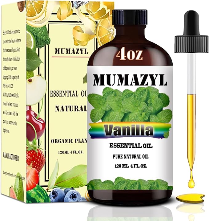 Vanilla Essential Oil, Vanilla Oil 4 Fl Oz 120ML for Diffuser Humidifier Yoga Cleaning DIY Candle