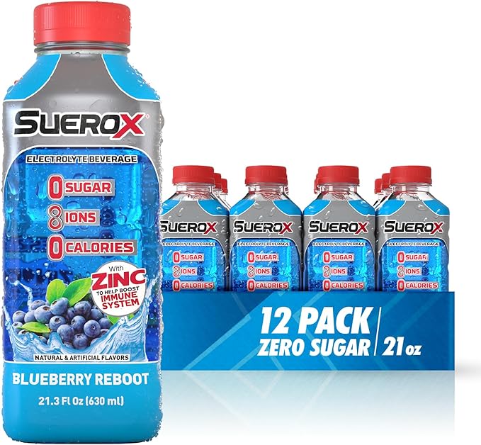 SueroX Sugar Free Sports Drink for Hydration and Recovery, Electrolyte Hydration Drink with 8 Ions