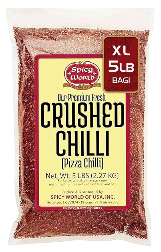 Crushed Red Pepper Flakes 5 Pound Bulk Value Pack - Chili Flakes - by Spicy World