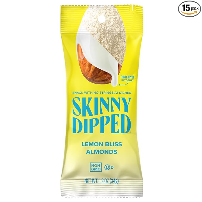 SkinnyDipped Lemon Bliss Almonds, Chocolate Covered Almonds, Low Sugar, Gluten Free, Healthy Snack