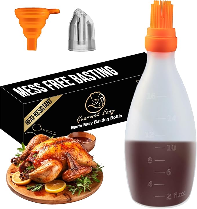 Silicone Pastry Brush, All-in-One Silicone Basting Brush with Sauce Bottle, Heat Resistant BBQ