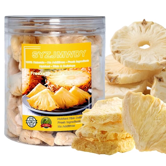 Crunchy Freeze-Dried Pineapple Slices 2oz (60g) - 100% Tropical Snack, No Sugar Added | For