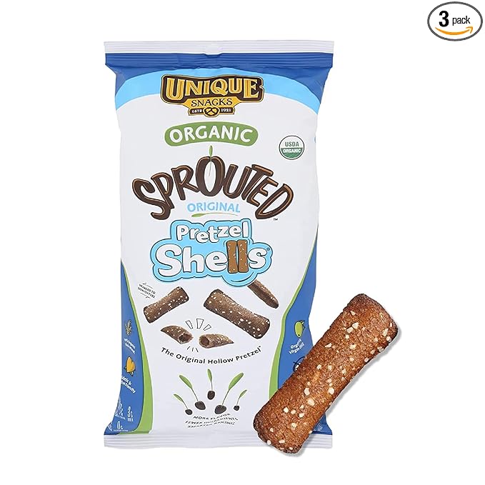 Unique Snacks Sprouted Pretzel Shells, Delicious Homestyle-Baked Snack Bag, Vegan, OU Kosher