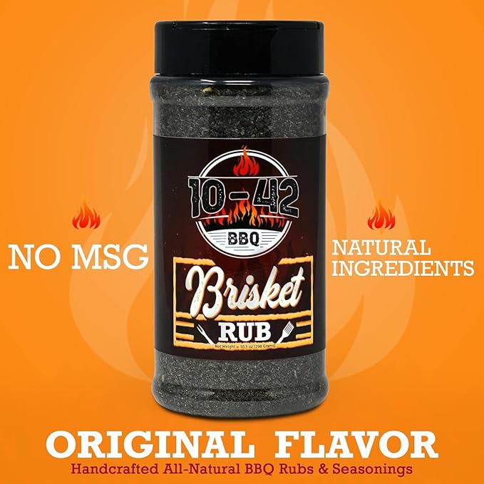 10-42 BBQ Brisket Rub (NO MSG) 10.5 oz - All-Natural Spice Seasoning for Steak, Rib, Meat - Beef