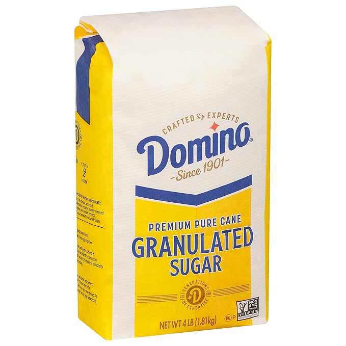Domino® Granulated Sugar, 4 lb Bag of Premium Pure Cane Sugar (Pack of 2) with Bonus Brand Recipe