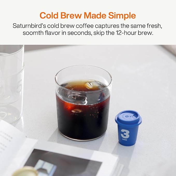 SATURNBIRD Coffee Instant Cold Brew, Medium-Dark Roast, Smooth & Balanced Blend of 100% Specialty