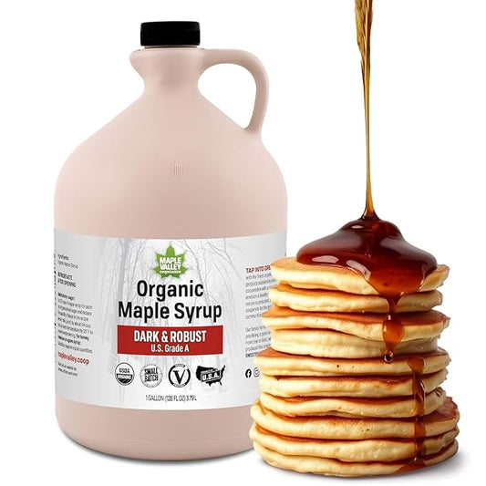 Maple Valley Organic Pure Maple Syrup, Dark & Robust Better Than Pancake Syrup, Use for Coffee or