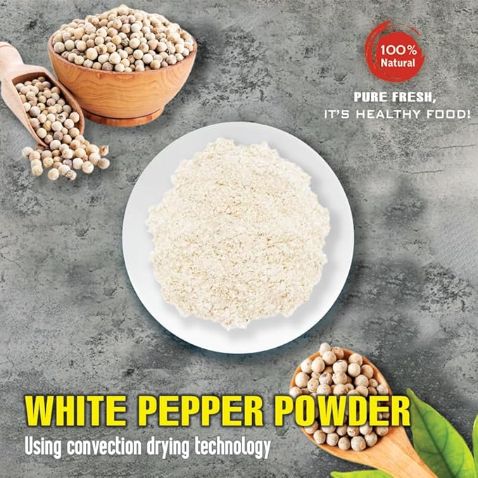 WHITE PEPPER POWDER 5.29 Oz (150g) VIETFARMFOOD: Natural pure, convection dried seasoning made from