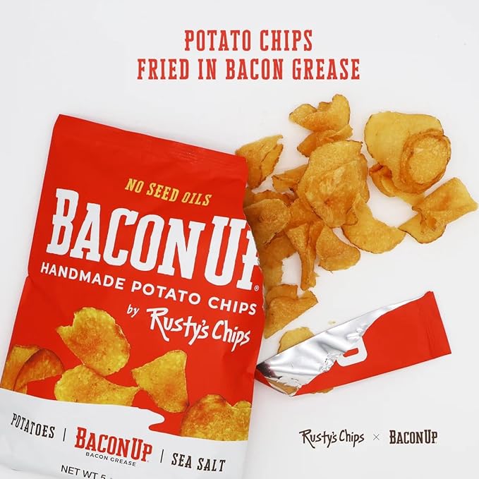 Bacon Up By Rusty's Chips, Handmade Healthy Chips, Sea Salt Potato Chips, No Seed Oils, Dairy Free