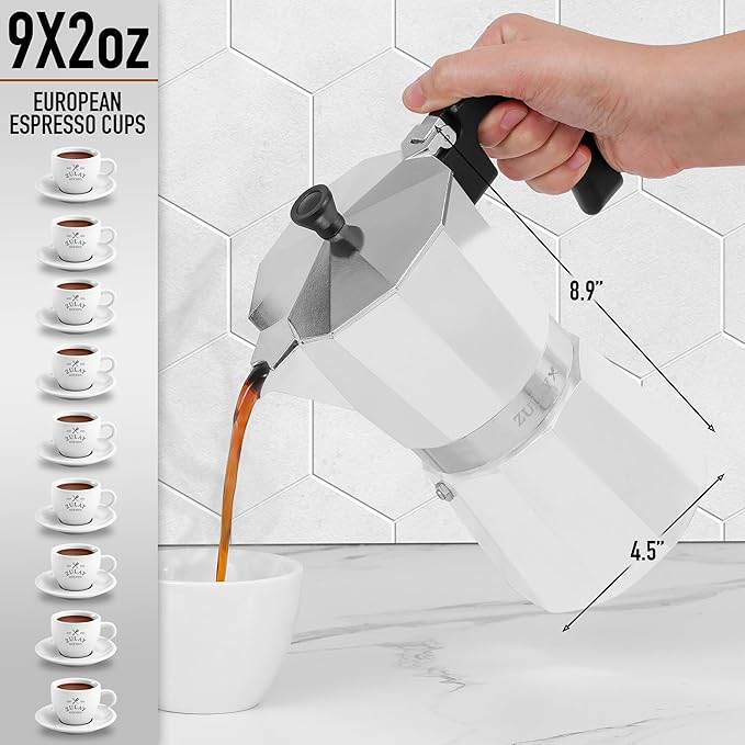 Zulay Moka Pot Espresso Stovetop Coffee Maker - Leak-Proof, Stainless Steel, Easy to Clean, Heat