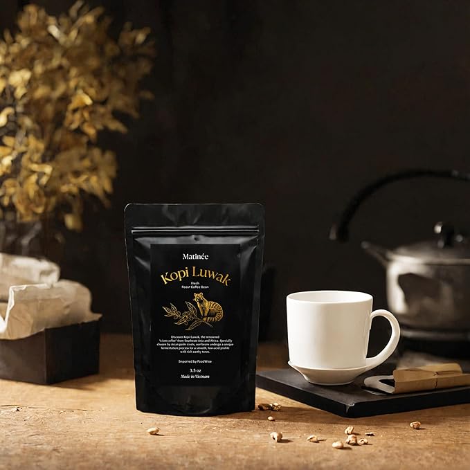 MATINÉE Wild Kopi Luwak Coffee Whole Beans, Medium Roast Luwak Coffee Gifts, Produce of Vietnam