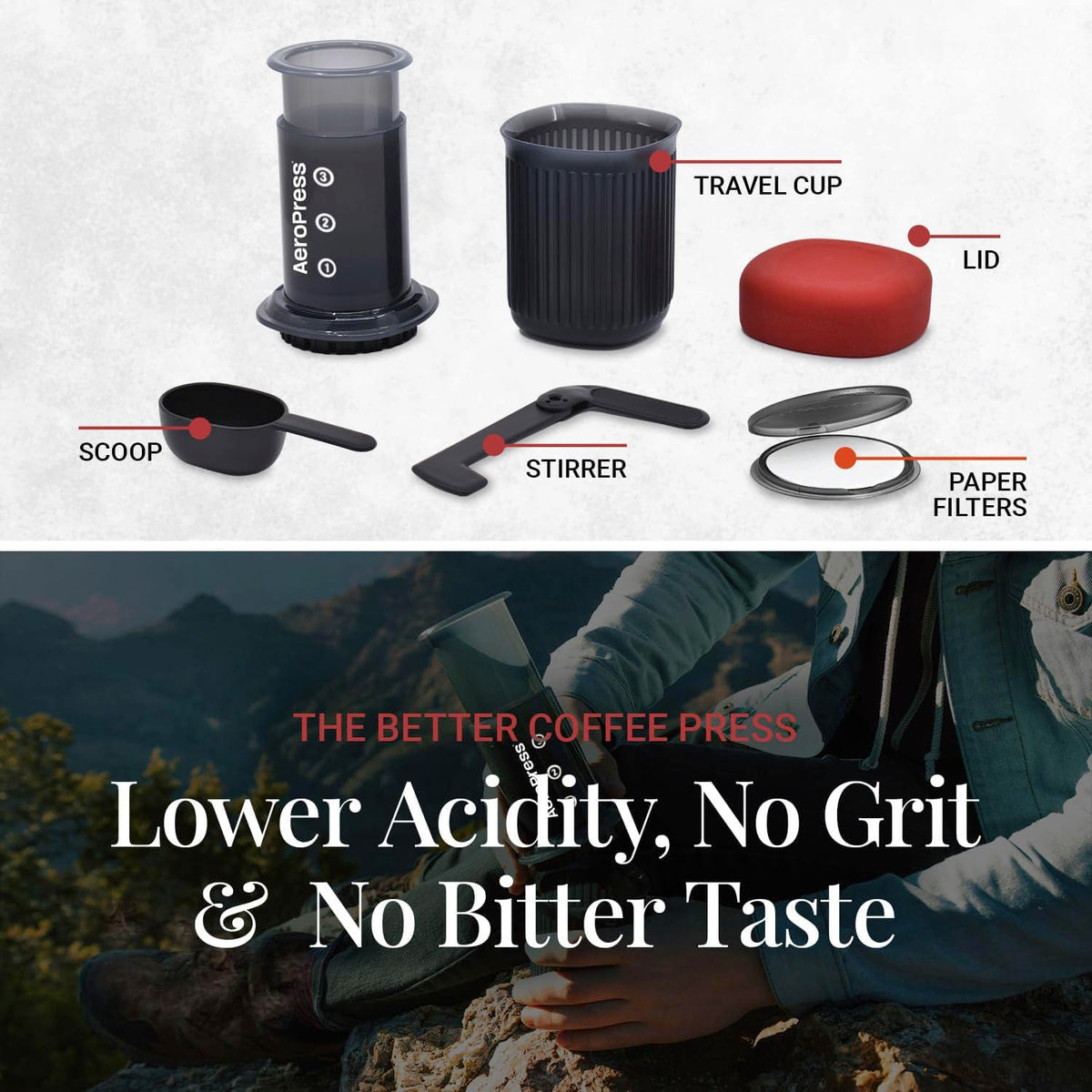 AeroPress Go Extra Small Portable Coffee Maker Kit