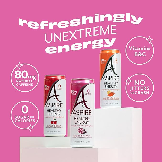 ASPIRE® Classics Variety Pack, Healthy Energy Drink 80mg Natural Caffeine, Zero Sugar No Carbs Keto