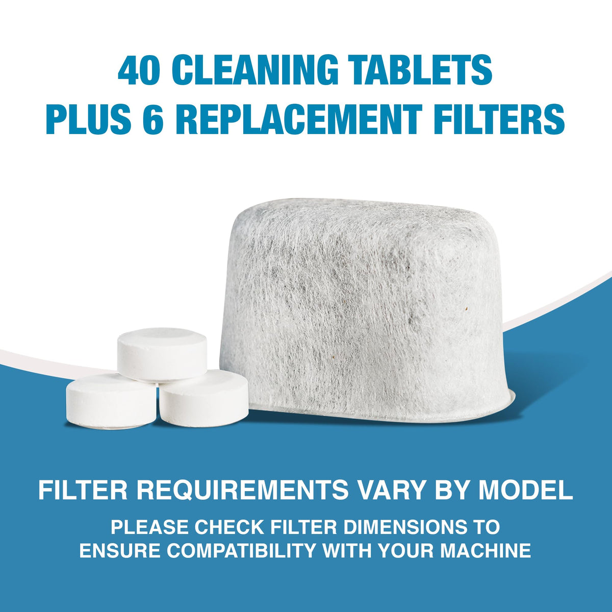 CleanEspresso - Designed For Breville Cleaning Kit - 40 Cleaning Tablets and 6 Water Filters for