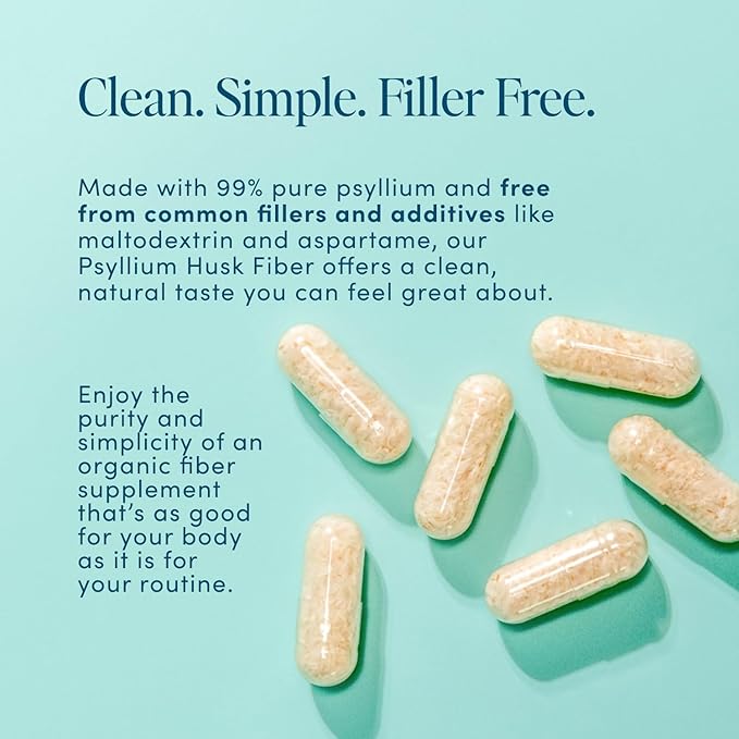 Psyllium Husk Fiber Capsules 2pk - Gluten-Free Fiber Supplement for Women & Men - Psyllium Husk