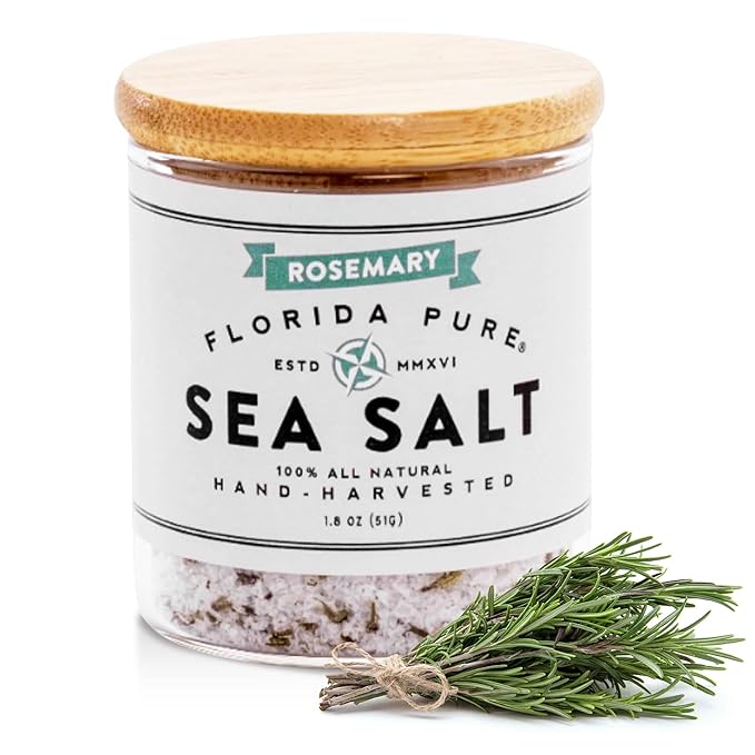 FLORIDA PURE Rosemary Sea Salt 80+ Mineral Sea Salt Unrefined, Non Iodized Natural Sea Salt for