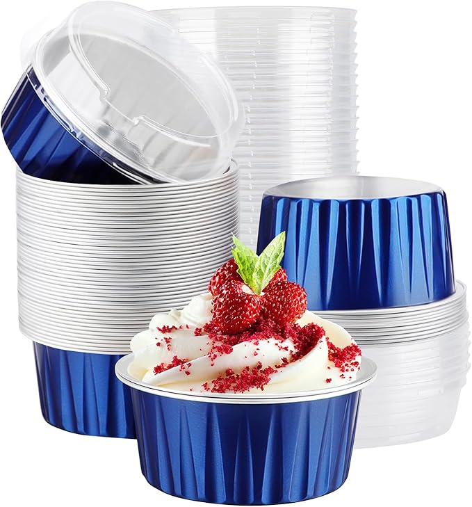 EUSOAR Foil Ramekins, 60pcs 5oz Disposable Mini Aluminum Foil Cupcake Liners Ramekins Cups with